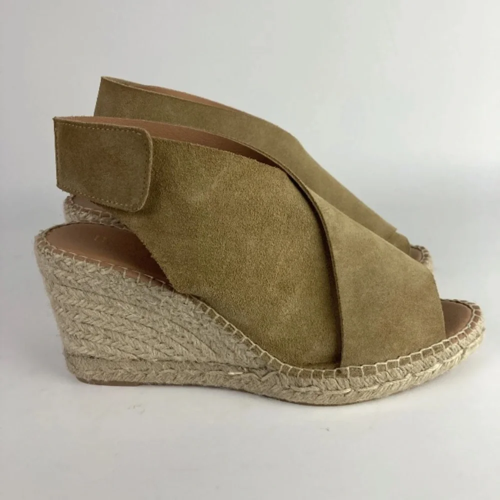 Maypol 9.5 Suede Sandals heels Espadrille 41 Brown suede criss cross